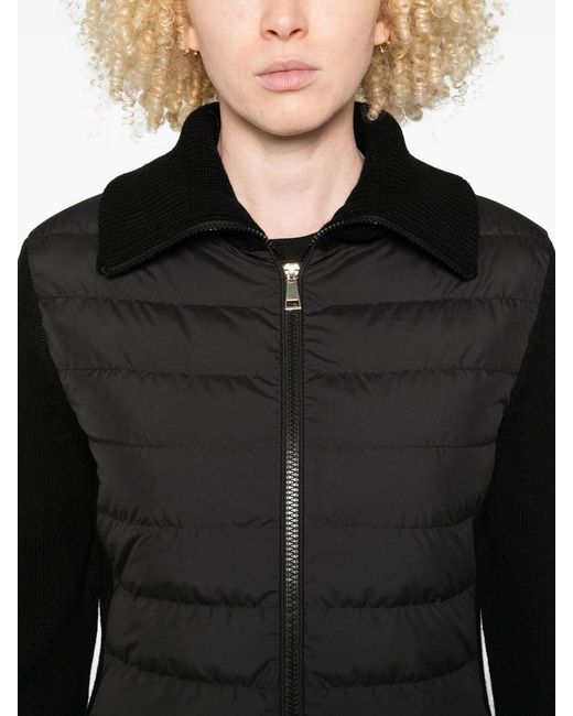 Moncler Black Wool Padded Cardigan With Zipper