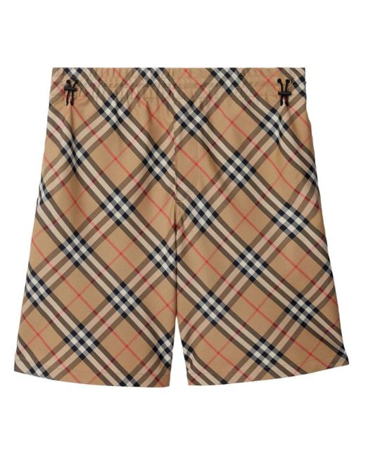 Burberry Brown Relaxed Check Shorts for men