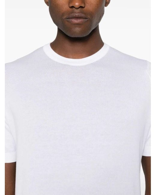 John Smedley White Kempton Fine Knit Cotton T-shirt for men