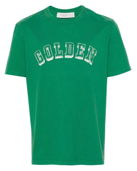 Golden Goose Deluxe Brand Green Logo-Print Cotton T-Shirt for men