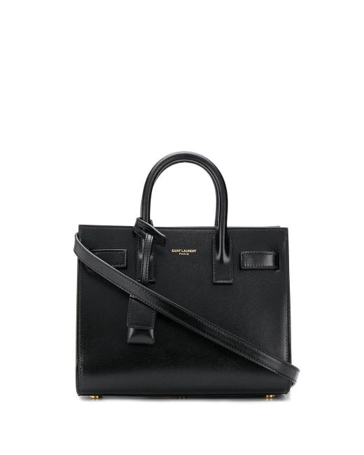 Saint Laurent Black Elegant Leather Mini Shopping Handbag