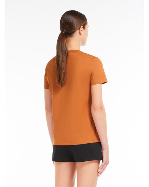 Max Mara Orange Cotton T-shirt With Pocket Clothing