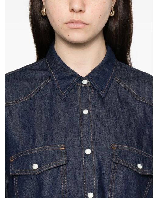 Khaite Blue Grenon Cotton Shirt