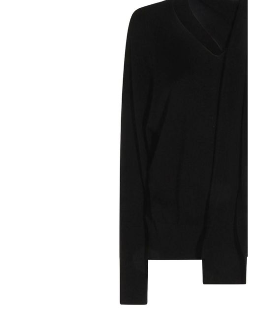 Zanone Black Sweater With Knot On The Neck