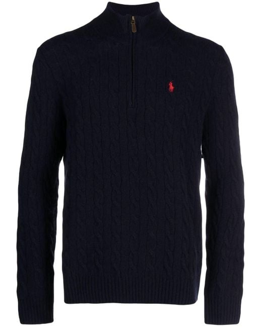 Polo Ralph Lauren Blue Cable-knit Half-zip Sweater for men
