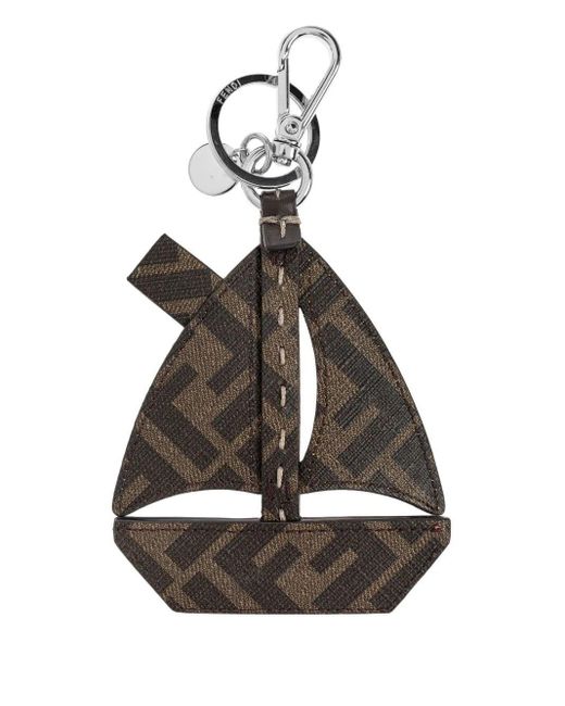 Fendi Blue Sailboat Leather Keyring for men