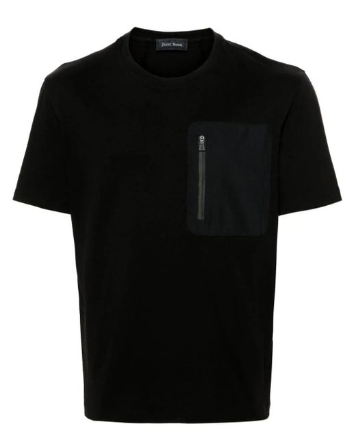 Herno Black Tshirt With Pocket for men