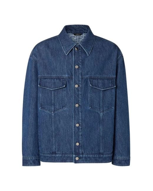 Fendi Blue Jacket Over Inside Zucca for men