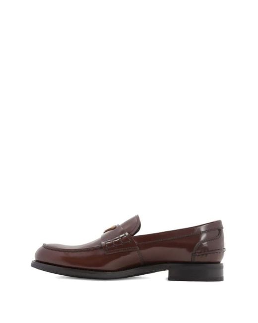 Prada Brown Brushed Leather Loafers for men