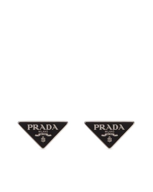 Prada Metallic Symbole Stud Earrings
