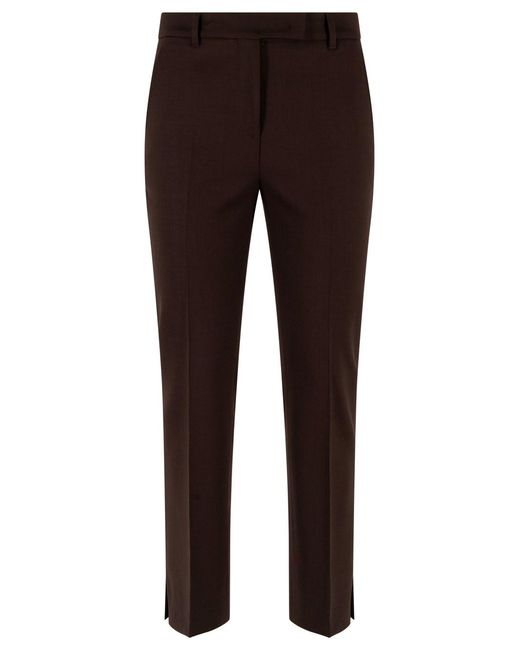 Incotex Brown Tailored Wool Straight Leg Pants With Mid Rise