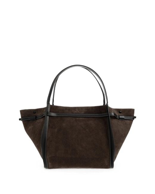 Tod's Black Medium Suede Leather T Signature Shopping Bag
