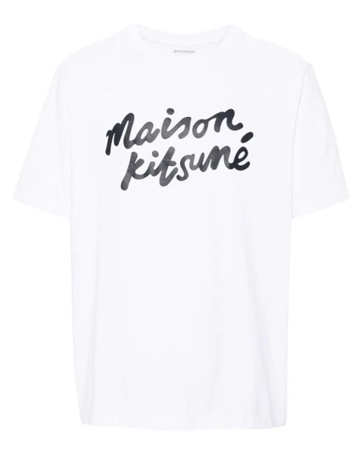 Maison Kitsuné White Logo Cotton T-Shirt for men