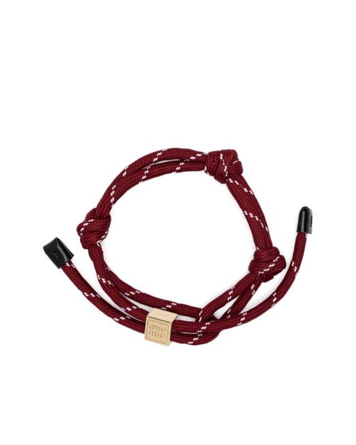 Miu Miu Pink Logo-plaque Cord Bracelet