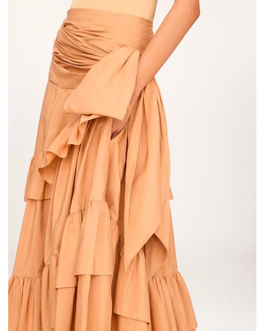 Chloé Orange Long Skirt With Ruffles