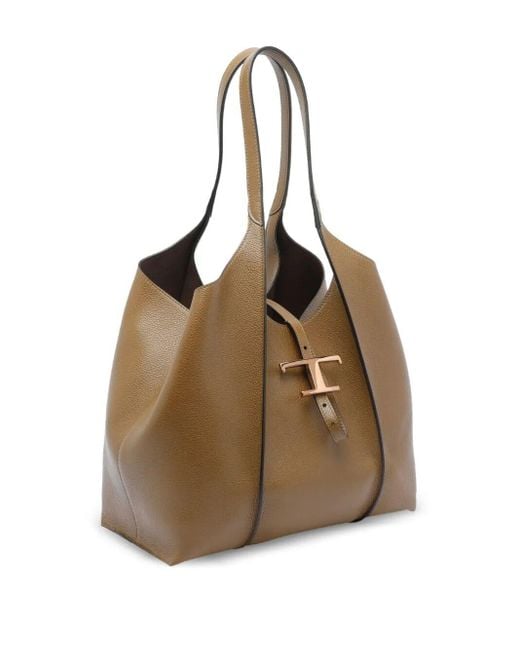 Tod's Brown T Timeless Small Leather Shopping Bag