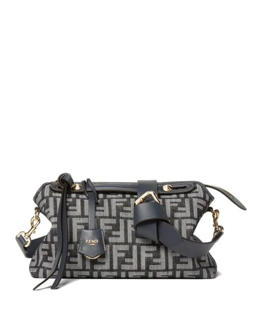 Fendi Gray By The Way Soft Medium Denim-effect Ff Jacquard Bag