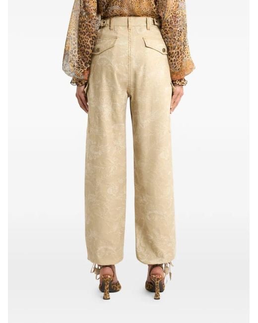 Etro Natural Floral Jacquard Canvas Cargo Trousers