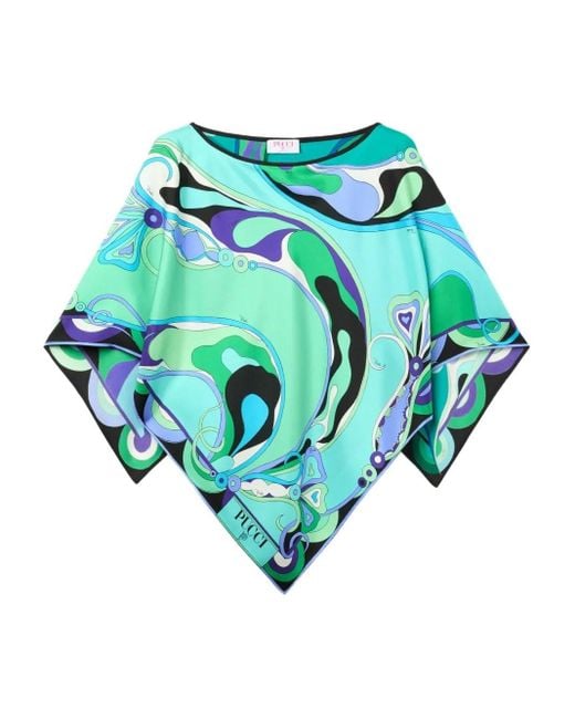 Emilio Pucci Blue Orchid-Print Short Sleeved Blouse