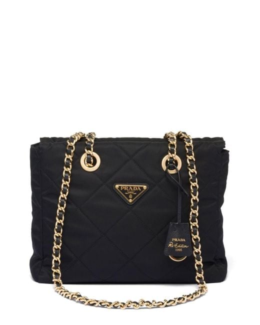 Prada Black Re-Edition 1995 Chaine Re-Nylon Tote Bag