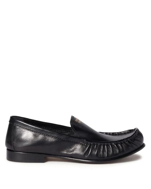 Miu Miu Black Embossed-Logo Loafers