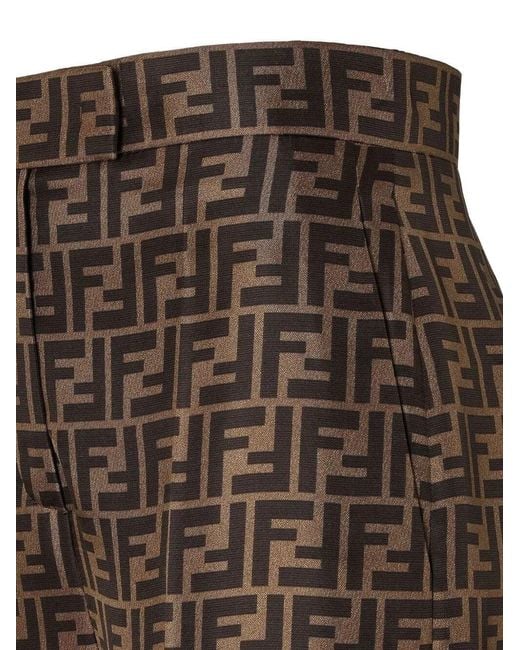 Fendi Brown Ff Silk Wide-Leg Trousers