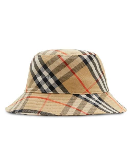 Burberry Natural Bucket Check Hat Accessories for men