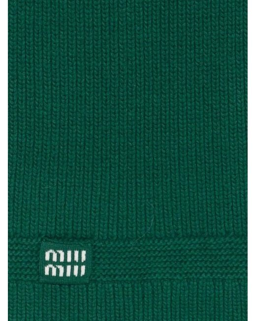 Miu Miu Green Ribbed Virgin Wool-blend Scarf