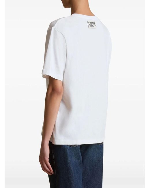 Khaite White Solid Crew Neck T-Shirt
