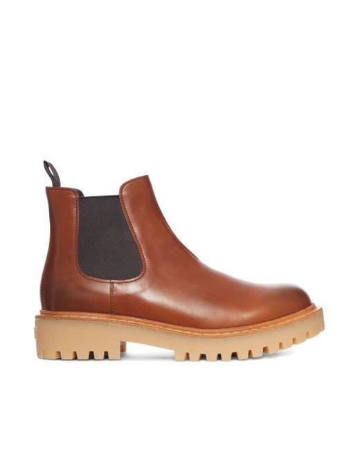 Prada Brown Smooth Calf Leather Ankle Boots for men