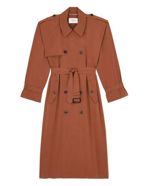 Saint Laurent Brown Water-Repellent Cotton And Silk Double-Breasted Trench Coat