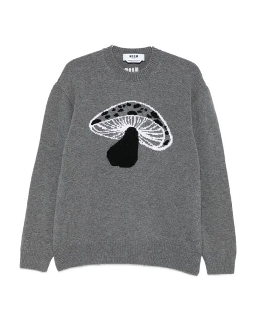 MSGM Gray Wool Sweater for men