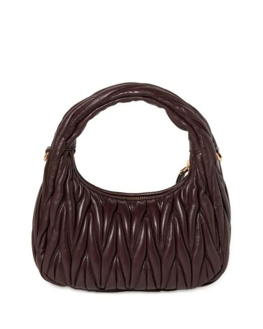 Miu Miu Brown Wander Matelassã Nappa Leather Small Hobo Bag