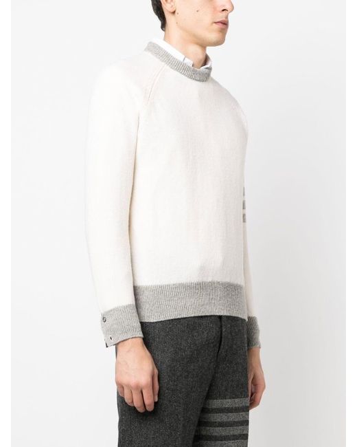 Thom Browne White Wool Knit Jumper for men
