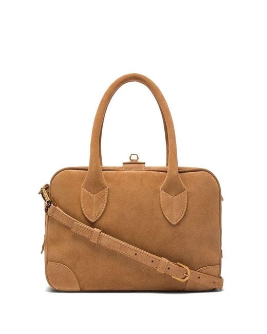 Golden Goose Deluxe Brand Brown Vita Suede Bag With Gold Details