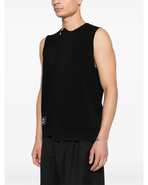 Y-3 Black Gfx Knitted Vest With Perforated Details for men