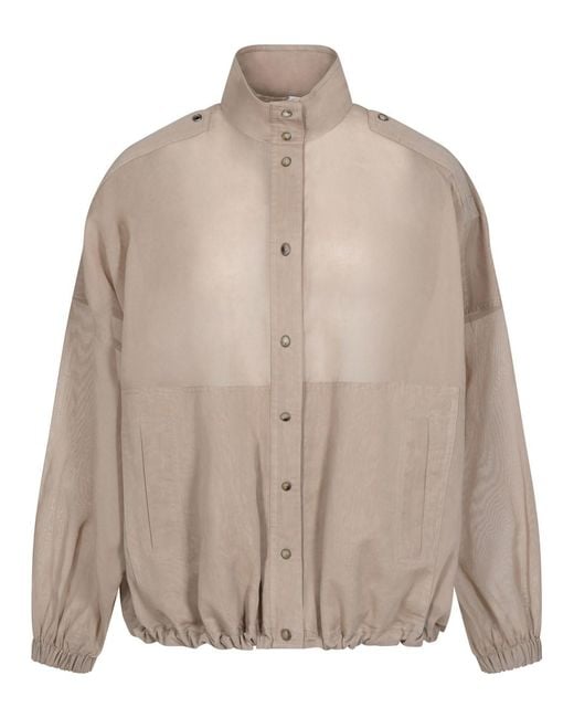 Brunello Cucinelli Brown Transparent Cotton Bomber Jacket