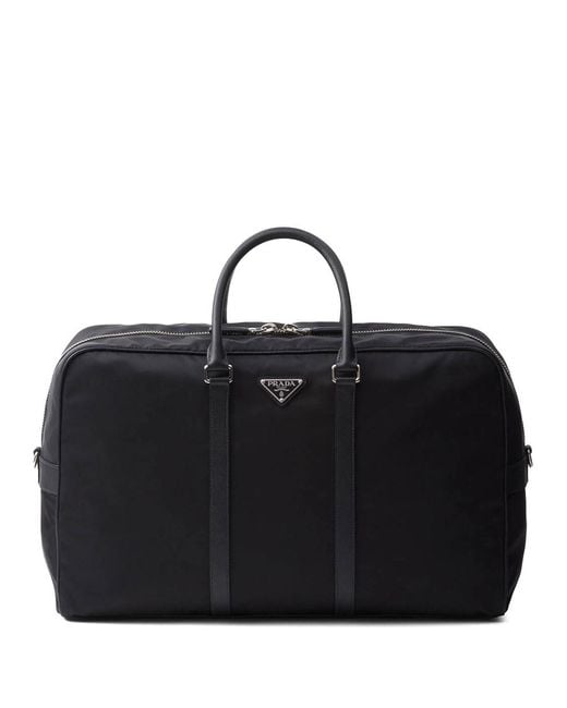 Prada Black Re-Nylon And Saffiano Leather Duffel Bag for men