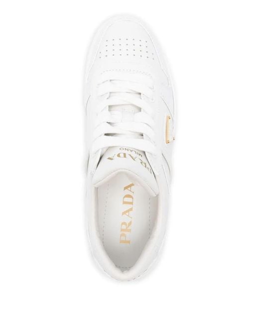 Prada White Downtown Bold Leather Sneakers