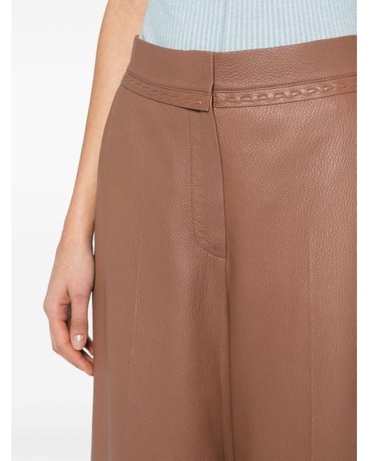 Fendi Brown Leather Trousers For