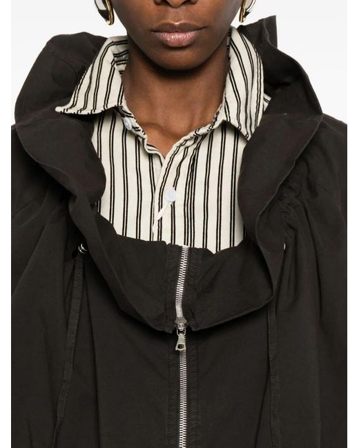 Dries Van Noten Black Cotton Blend Ruffled Jacket