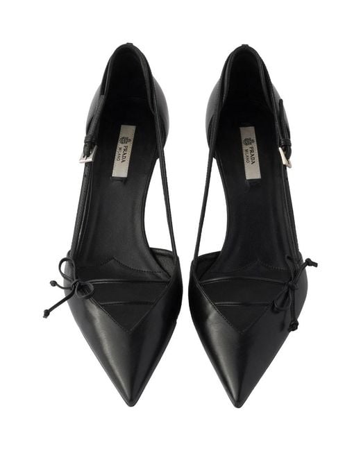Prada Black Open-Side Leather Pumps