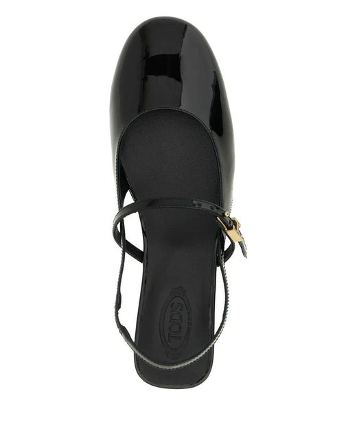 Tod's Black Patent Leather Mary Janes With Covered Heel