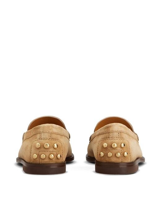 Tod's Brown Suede Slipper Loafers With Metal Detailing Shoes
