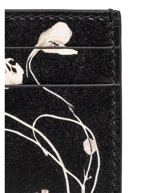 Alexander McQueen Black Floral Print Card Holder Accessories for men