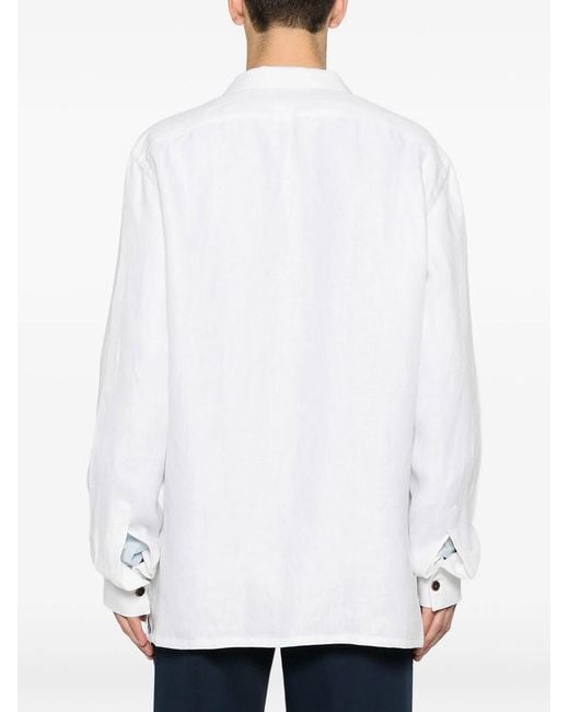 Borriello White Linen Overshirt for men