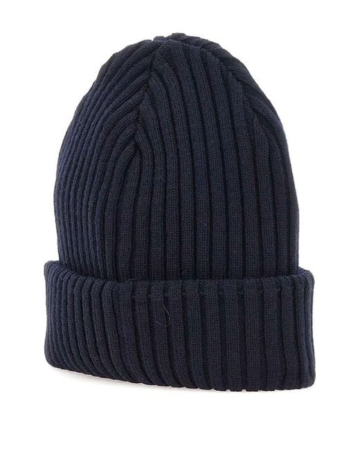 Paul & Shark Blue Soft Cool Touch Wool Beanie for men