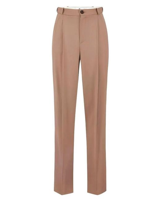 Elisabetta Franchi Natural Dart-Detail Gabardine Trousers