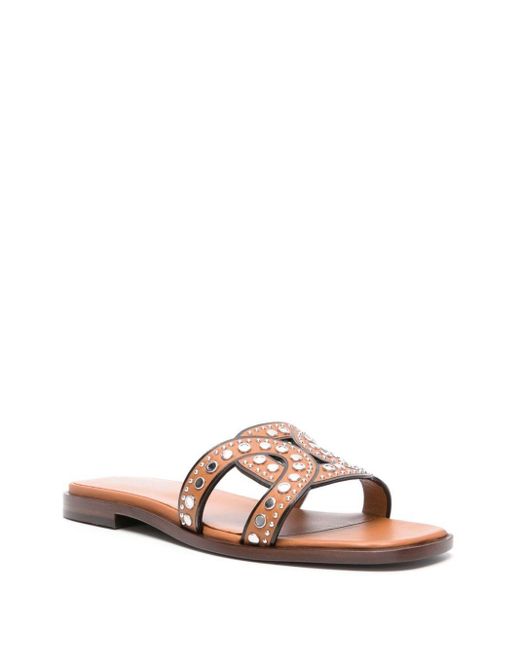 Tod's Pink Leather Flat Sandals