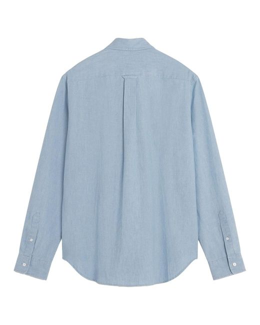 Maison Kitsuné Blue Profile Fox Regular Fit Chambray Shirt for men